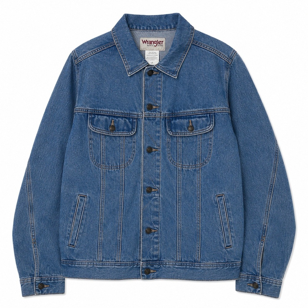 Wrangler Jacket Mens 2XL Denim Trucker Rugged Wear Cowboy Western Blue Cotton